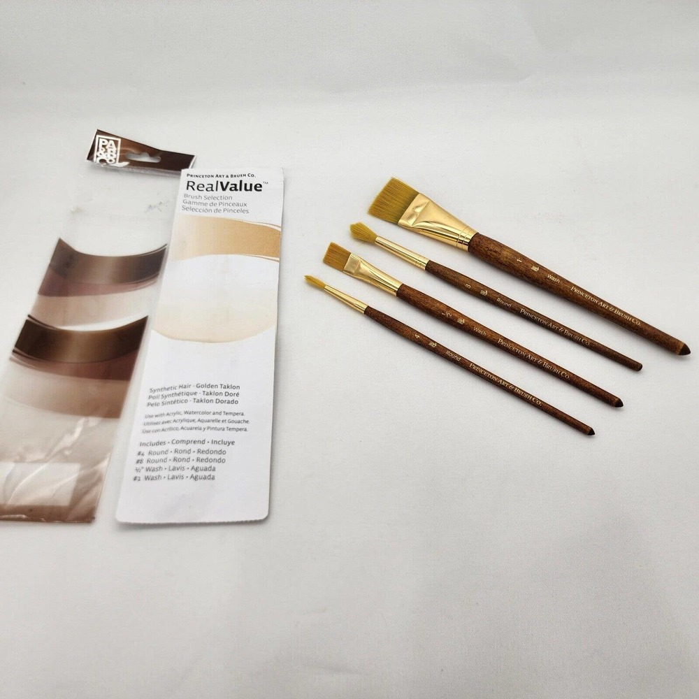 Real Value Brush Set Synthetic Gold Taklon for Multiple Mediums Brush Set